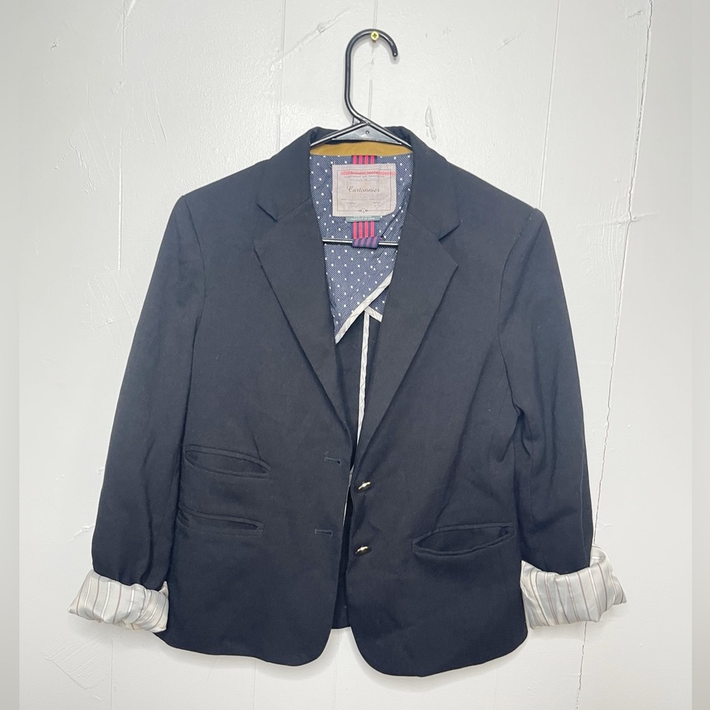 Cartonnier Woman’s blazer size 4 Small Black Stripped